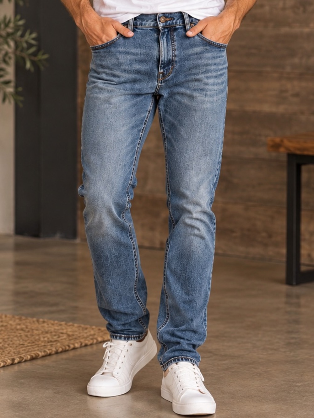 🤠❤️‍🔥 Old Navy Men’s 34x34 Medium Wash Slim Straight Jeans Denim